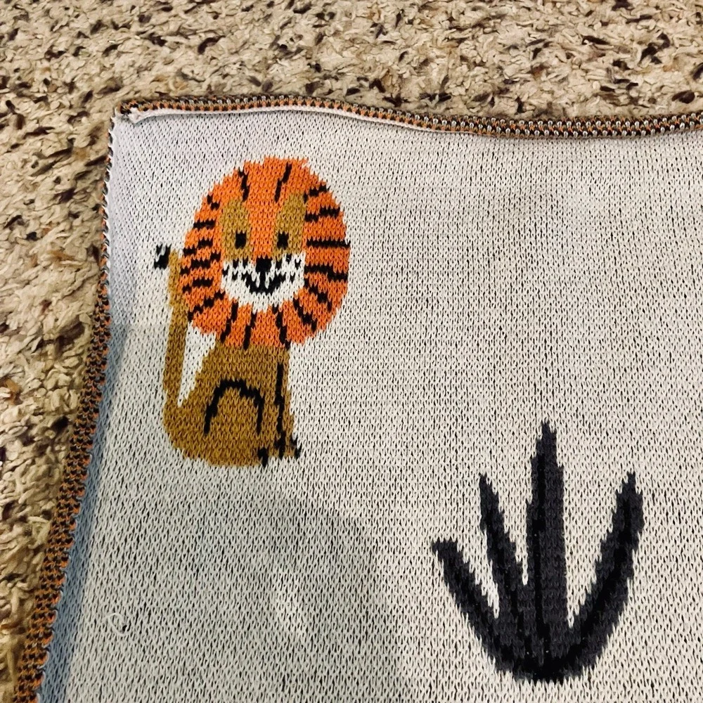 Kanodia BABY BLANKET Safari Jungle Elephant Tiger Giraffe 100% Cotton Knit Throw